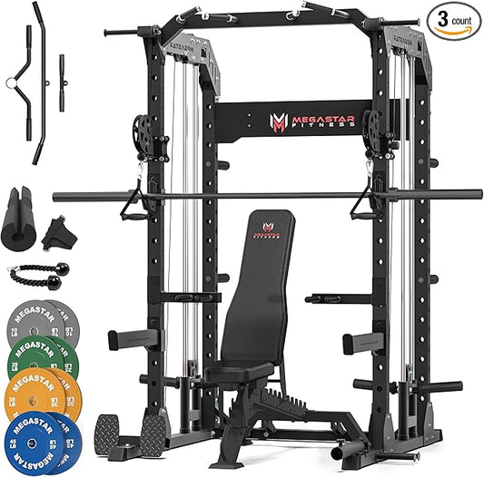 Power Rack Home Gym with Aluminum Pulley Set – 2000LB Capacity Multifunction Squat Rack with Cable Crossover, Includes 16 Professional attachments for Home Gym Strength Training, P63 Rampage
