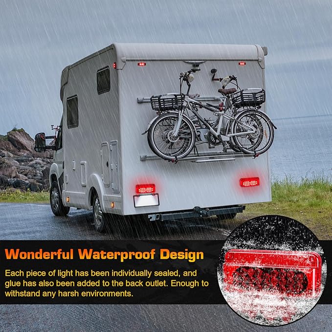 LINKITOM RV Camper Trailer Tail Light Kit, Super Bright Brake Stop Turn Reverse Tail License Marker Exterior Porch Utility Lights for Utility Trailer Camper RV