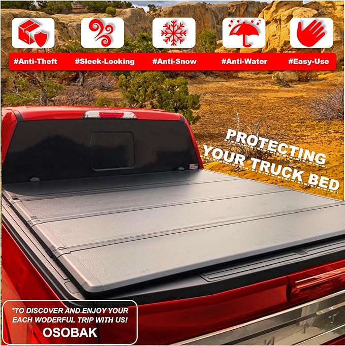 Hard Tri-Fold 6.5ft Truck Bed Cover for 1997-2004 Dodge Dakota FRP Tonneau Cover | Fleetside
