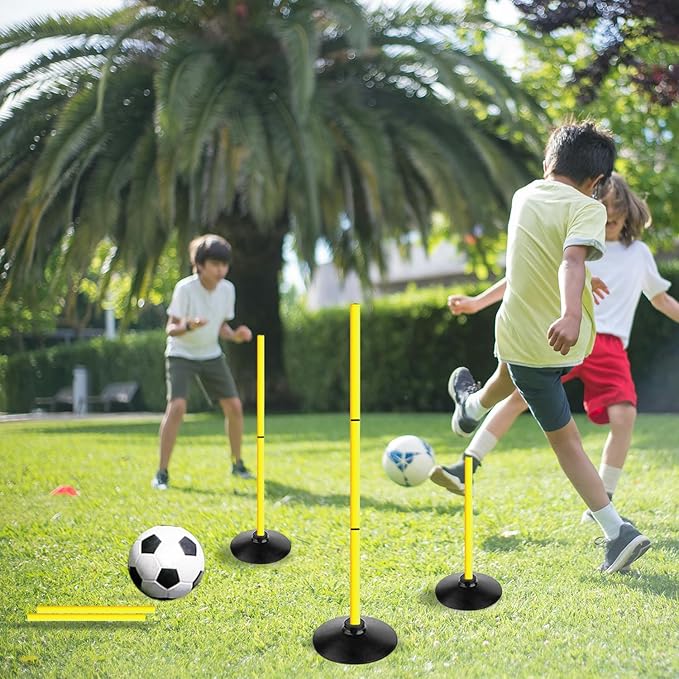 4FT Agility Poles Set Detachable Speed Training Poles Soccer Slalom Sticks with Agility Ladder and Cones