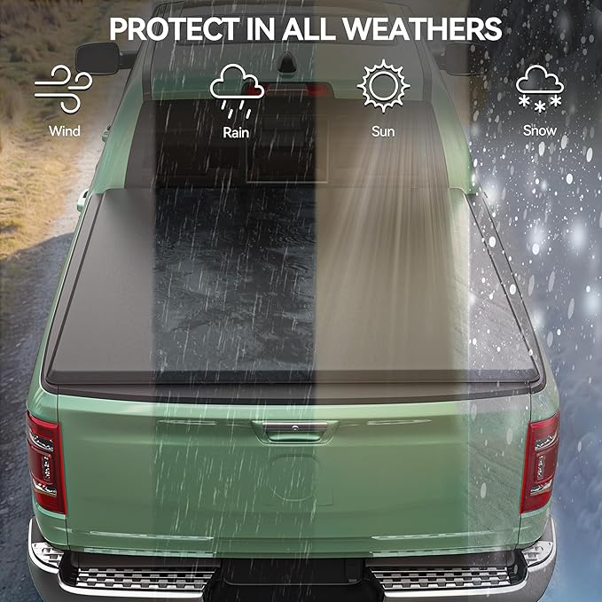 LEDKINGDOMUS Soft Tri-Fold Truck Bed Cover Fits for Ford Maverick 2022 2023 2024 2025 | 4'6" (54") Bed