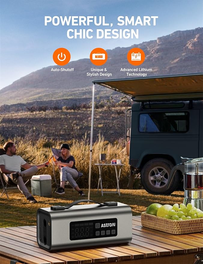 AstroAI Portable Jump Starter with Air Compressor 150PSI, 2500A Car Battery Jump Starter Pack Up to 7.5L Gas & 5.0L Diesel Engine, UL Certified, 12V Jump Box Car Battery with LCD Display, Lights