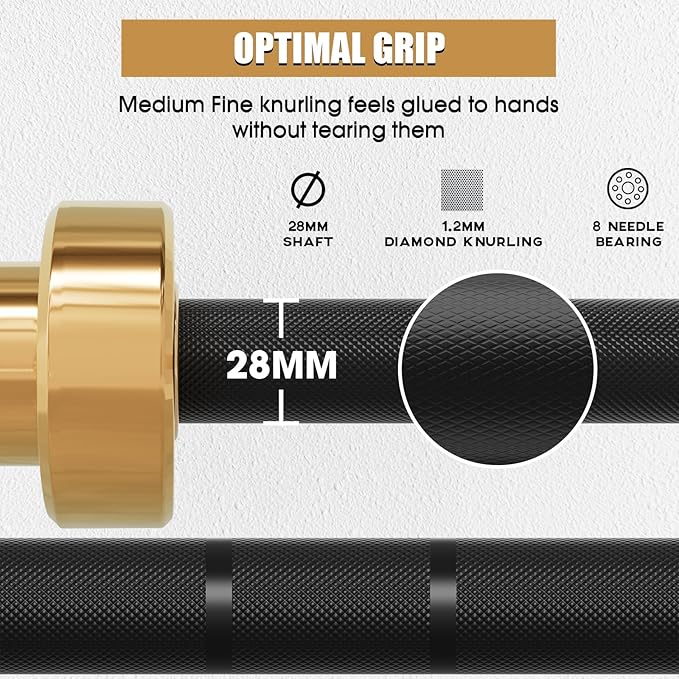 Mikolo 7ft Olympic Barbell, Barbell for Weightlifting and Powerlifting 45lb, Olympic Bar for 1500lbs Capacity, Weight Bar Fit 2” Standard Weights