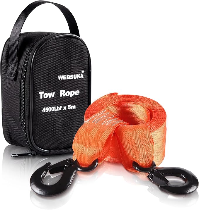 Trailer Winch Strap with Hook, 1.5in 16ft Heavy Duty Boat Winch Strap with 4500lbs Break Strength for Towing Vehicles, Boats, Trailer, Towing (Orange)