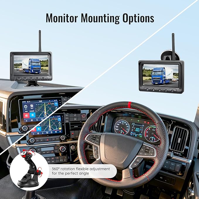 1080P Wireless Backup Camera and 5" Monitor System, RV Rear View IR Night Vision Camera, IP69 Waterproof Reverse Cam for Hitching Trailer, Truck, Camper, Pickup, Dual-Camera Support, WZ5-1