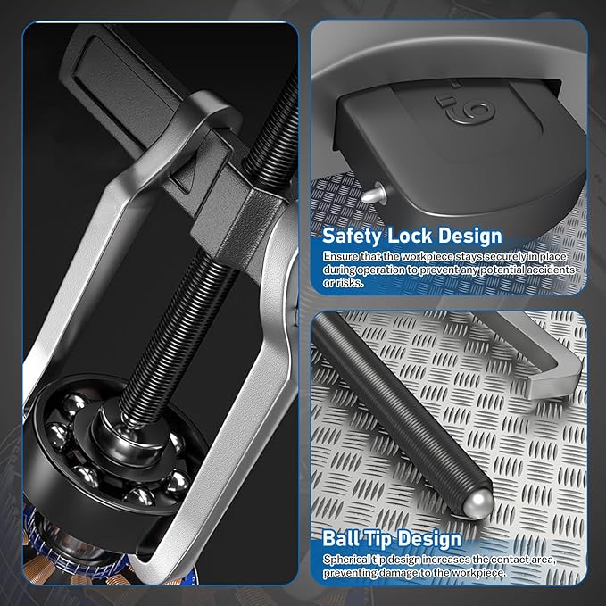 XIIW 2 Jaw Gear Puller Set, 4'' 6'' 8'' CR-V Steel Bearing Puller Gears Tool Adjustable, 2 Claws Puller Kit for Removal of Pulley Flywheel Bearings Gears