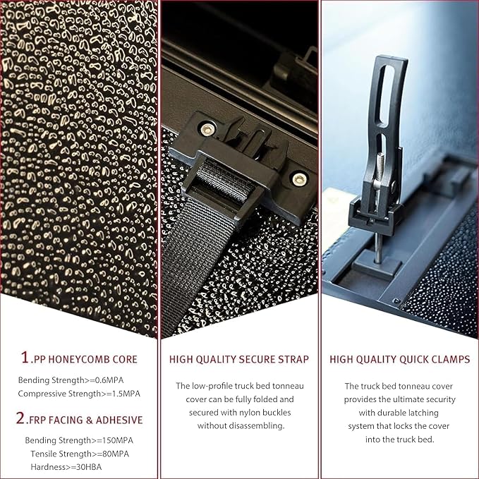 FRP Hard Quad-Fold Truck Bed Tonneau Cover Compatible with 2004-2026 Ford F150 and 2006-2014 Lincoln Mark LT | Styleside 5.5'/5.5 FT/ 67.1inch Bed | Waterproof | Easy to Install & Use