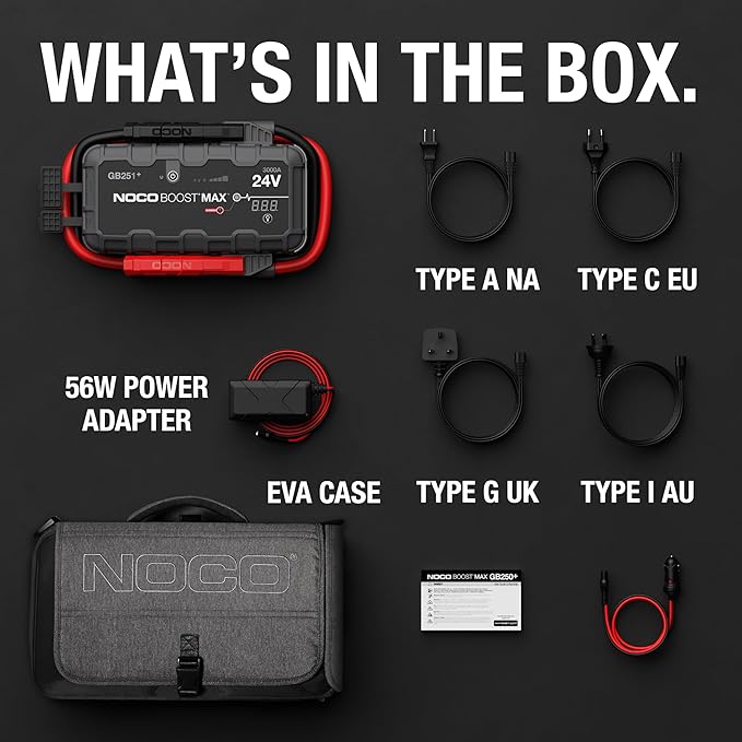 NOCO Boost Max GB251: 3000A UltraSafe Jump Starter – 24V Lithium Battery Booster Pack, Portable Jump Box, Power Bank & Jumper Cables - for 32L Gas and Diesel Engines