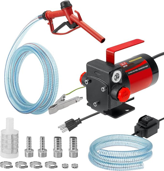 110V AC Gasoline Fuel Pump Kit, Self-priming Fuel Transfer Pump, Reversible Pumping, Overheat Protection, Explosion-proof, Suitable for Gasoline, Diesel, Mineral Oil, Kerosene
