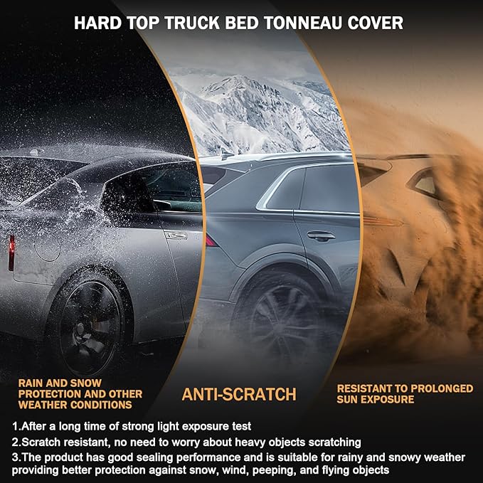 Hard Tri-Fold Truck Bed Tonneau Cover Compatible with 2009-2023 Dodge Ram 1500 2500 5.7FT Bed