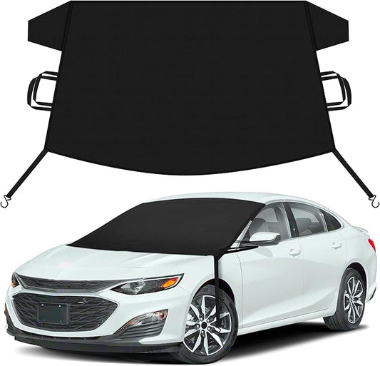 EcoNour Car Snow Cover Compatible for Chevrolet Malibu | Windshield Cover for Ice and Snow with S-Hook Straps | Heavy-Duty 600D Oxford Winter Car Cover, Waterproof & Anti-Slip