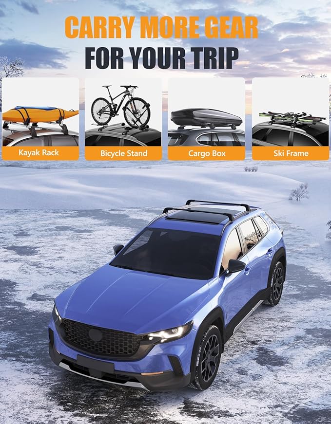 KINGGERI Roof Rack Cross Bars Compatible with Mazda CX50 CX-50 2023 2024 2025 2026, Lockable 220LBS Aluminum Roof Rails Crossbars Rooftop Cargo Basket Carrier Bag Luggage Rails