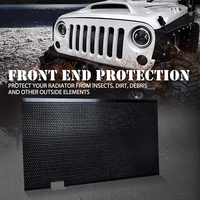 Xprite Black Aluminum Alloy Mesh Insert Compatible with Jeep Wrangler JK JKU 2007-2018 Original Front Hood Matte Grill Grille Grid