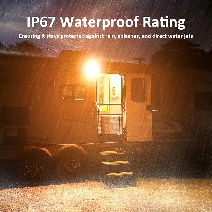 Aluminum Dual-Color RV LED Porch Light - 1400lm High Brightness, 12V-30V, IP67 Waterproof, Ideal for Campers & Travel Trailers, Motorhome Outdoor Use- Black-2 Packs