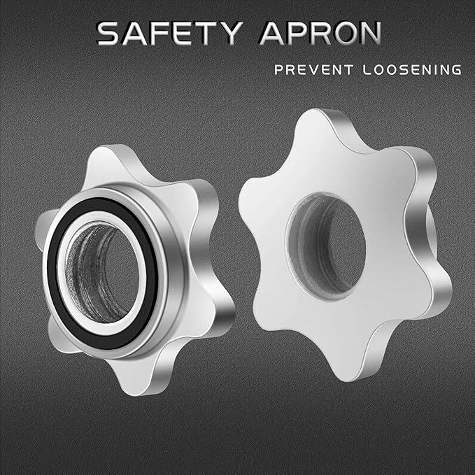 Lamoutor 2Pcs Anti-Slip Hex Nut Collar Screw for Barbell Dumbbell Weight Lifting