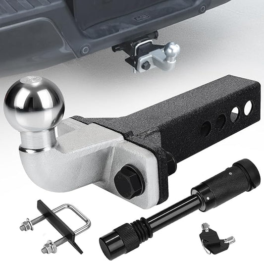 Trailer Hitch Ball Mount with 2" Trailer Ball, Universal Fits 2" Receiver of Truck SUV Car ATV, 5000 LBS GTW, 3“ Rise Ball Hitch, Heavy Duty Carbon Steel Multi-Scenario Use Tow Hitch