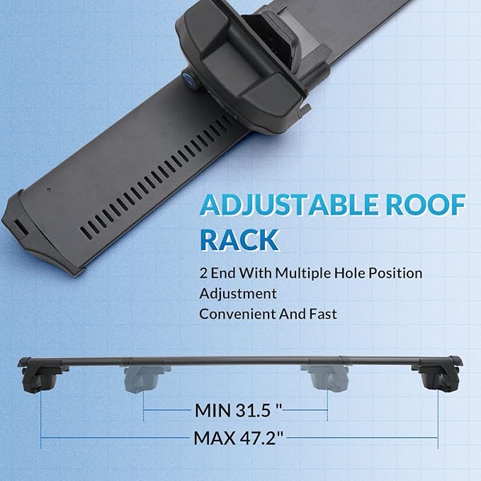 JUST-V Roof Rack Cross Bars Replacement for Jeep Cherokee 2014-2024, Thick Aero Aluminum Roof Rack Crossbar for Cargo Carrier Luggage Kayak Canoe Bike Snowboard, for Flush Side Rails Black