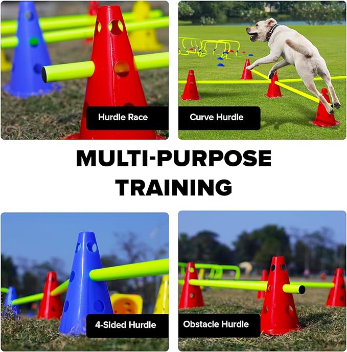 GSi Hurdle Training Cones | Multi Pack Sets | Dual Purpose Agility Cones with Holes | Ideal for Soccer, Kids, Dog, and Sports Training