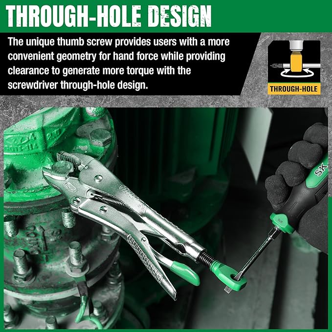 SK 10" Curved Jaw Locking Pliers, Premium CR-V Construction, Ergonomic Anti-slip Handle, Ideal for Welding or Assembly