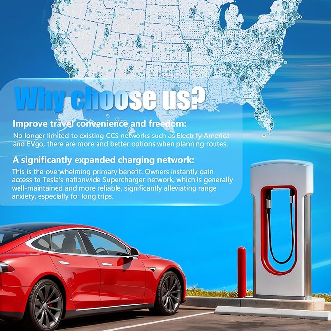 NACS to CCS Adapter Max 500A/1000V, Compatible with Tesla Superchargers to Fast Charge CCS1 EVs Ford/VoIvo/Polestar/Mustang/GM(5-Year Warranty)