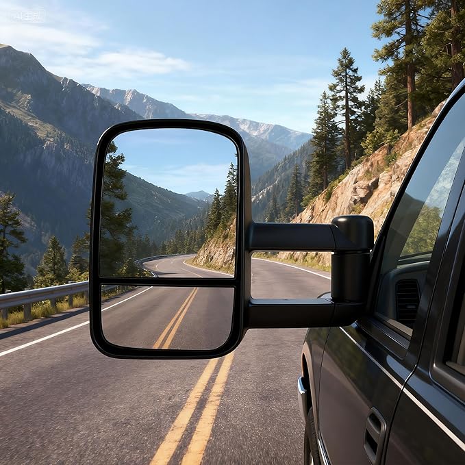 DWVO Side Tow Mirrors Compatible with Chevy GMC 1999 2000 2001 2002 2003 2004 2005 2006 Silverado Sierra, 00-06 Tahoe Suburban 1500 2500 Yukon XL Truck, Manual Adjustment Folding Telescoping