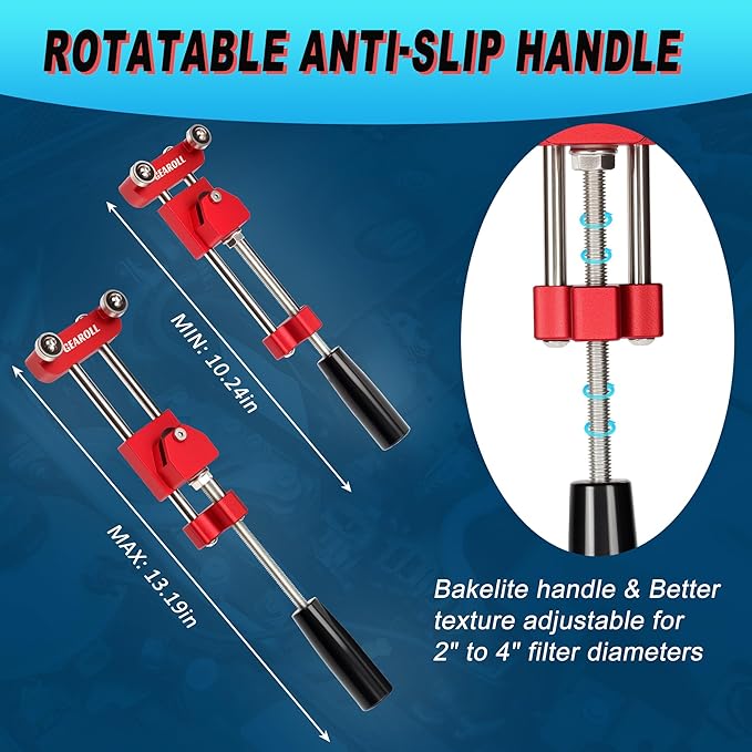 Oil Filter Cutter Cutting Tool, Universal Aluminum Oil Filter Cutter opener for Filter Cutting Range 2"-4" Red