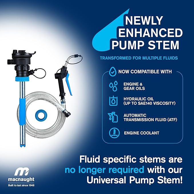 Macnaught BOP20 Battery Powered 5 Gallon Bucket Oil Transfer Pump Stem Kit. Everything Needed to Pump Oil, ATF or Coolants (5 Gallon Universal Stem Kit)