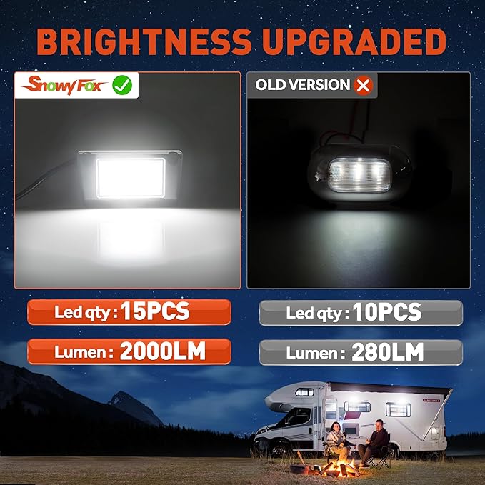 LED RV Exterior Porch Utility Light Waterproof 10-30V DC Low Current 5" Lighting Fixture 45W 2000LM Aluminum Base led Scene Lighting for RV, Trailer, Camper-2 Pack (6000K Nature White)