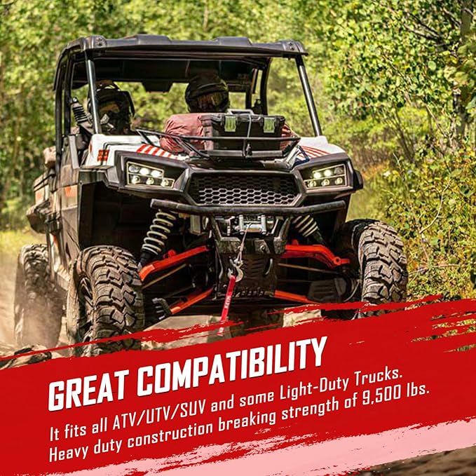 SPARKWHIZ Synthetic Winch Rope Kit 1/4" x 50ft 9500lbs Winch Rope Line Cable with Protective Sleeve, Rubber Stopper and Heavy Duty Winch Hook for Towing ATV UTV SUV