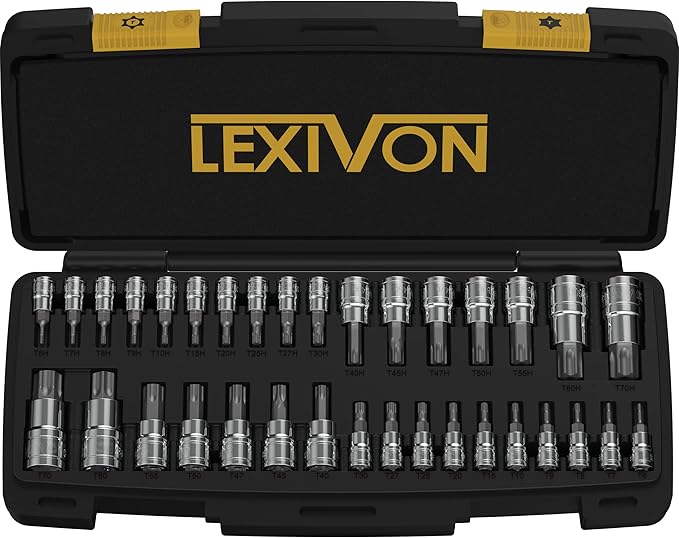 LEXIVON Master TORX Bit Socket Set, Premium S2 Alloy Steel | Complete 34-Piece, Solid Star & Tamper Proof T6 ~ T70 | Enhanced Storage Case (LX-149)
