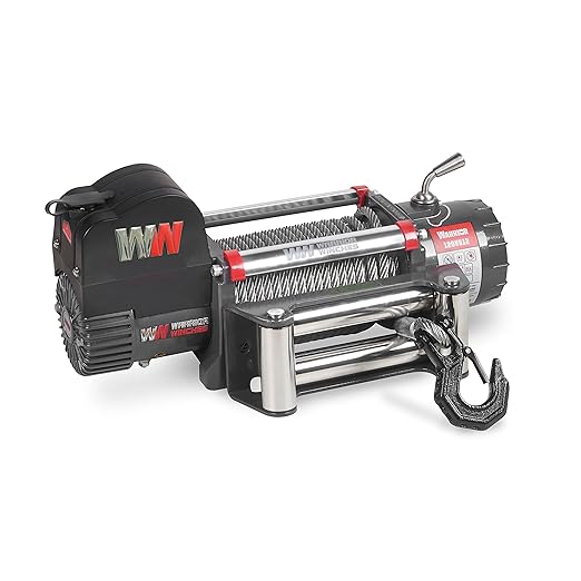 Warrior Winches Samurai 12500 lbs 12V Electric Winch with Steel Cable - Powerful Electric Winch for Trucks - 12500 lbs Load Capacity - Wireless Remote Included