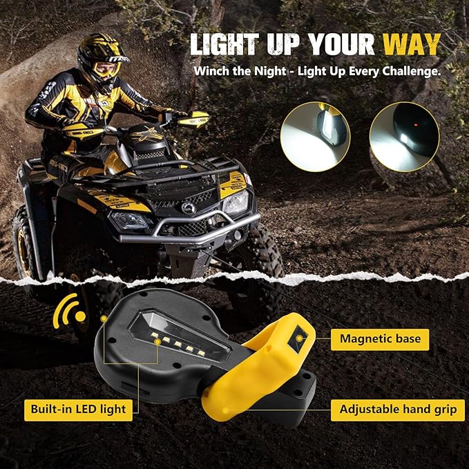 BUNKER INDUST 6500lb Electric Winch 12V Waterproof with Synthetic Rope Hawse Fairlead Kit for Offroad UTV ATV,Recovery Winch with Both Wireless Handheld Remote and Corded Control