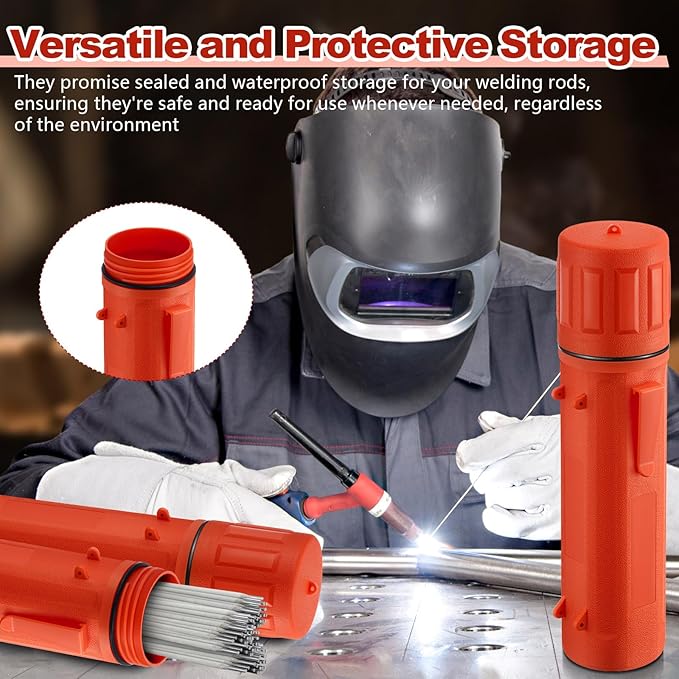 Zonon 4 Pcs Electrode Rod Storage Tube 14 Inch Airproof and Waterproof Welding Rod Holder for Canister(Orange)
