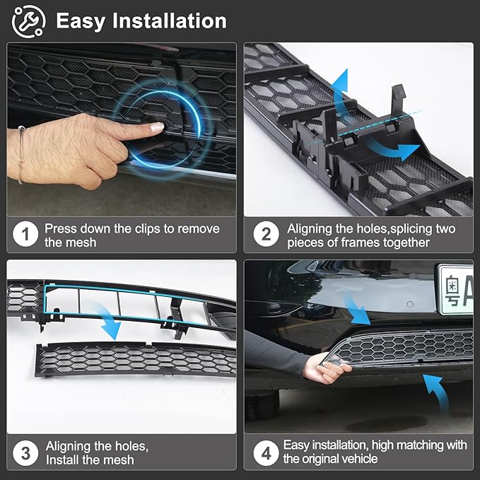 Front Grille Mesh Inserts for Tesla Model Y 2021-2024, Grille Grid Inserts compatible with Tesla Model Y, Front Grille Mesh Inserts for Tesla Model Y Accessories（High Ventilation)