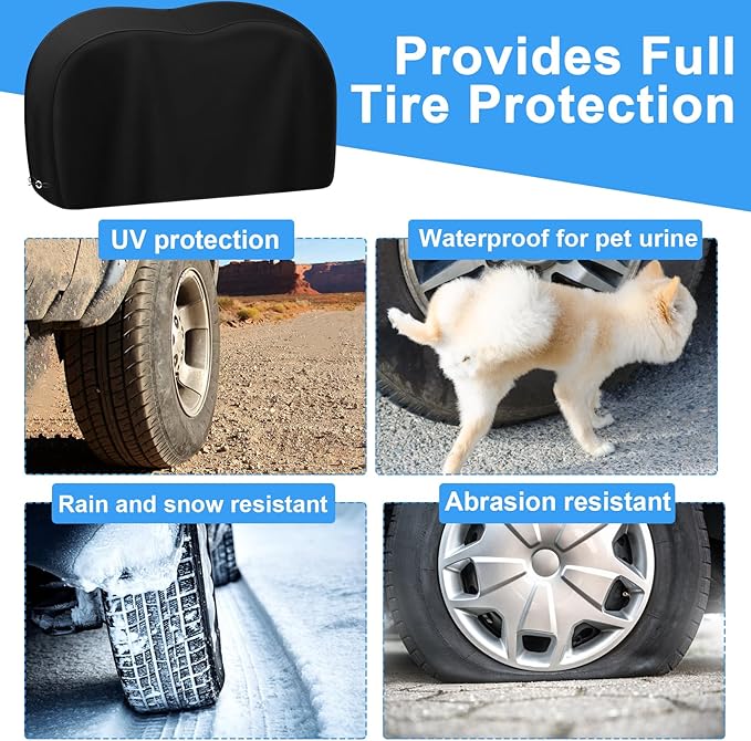 RV Tire Covers, Dual Axle Wheel Cover (2 Pack)，Black Waterproof Anti-UV Tire Coversfor RV/Truck/Trailer (2, 30"-33")