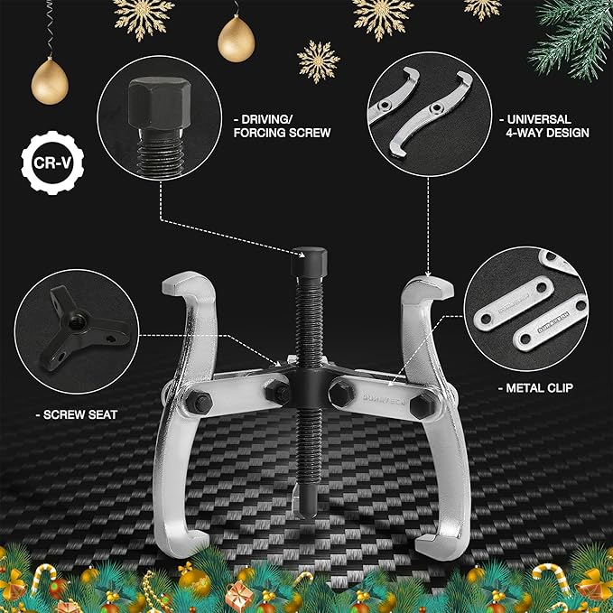 DURATECH 3-Inch 3-Jaw Gear Puller, Removal Tool for Gears, Pulleys, Bearings and Flywheels, Fully Assembled, CR-V Steel
