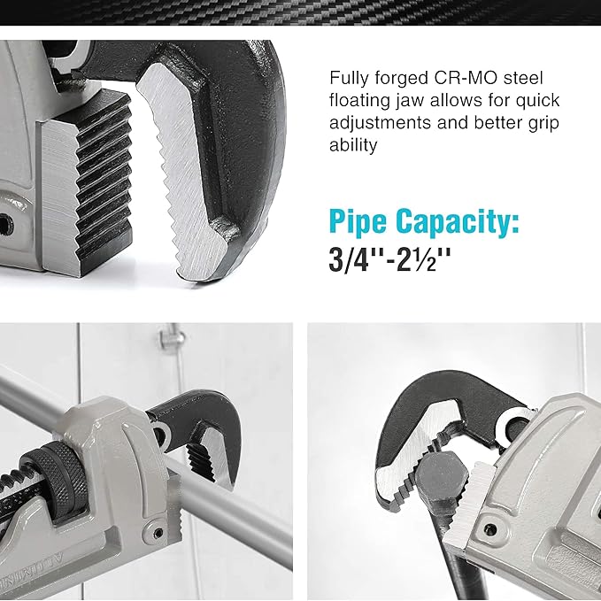 DURATECH 24-inch Heavy Duty Aluminum Straight Pipe Wrench, Adjustable Plumbing Wrench, Drop Forged, Exceed GGG standard