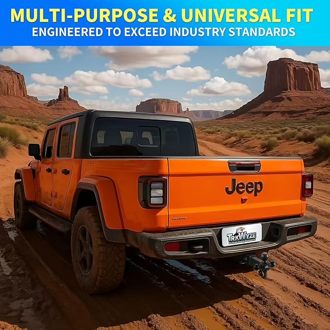 Trailer Hitch, Tri Ball Hitch with Tow Hook, 1 7/8 Ball Hitch, 2 inch Ball Hitch, 2 5/16 Ball Hitch, Premium Black E-Coat, Rust Resistant 2 inch Receiver Hitch, 10,000 lbs GTW