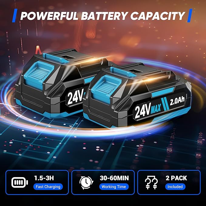 LDHTHOPI Cordless Buffer Polisher with 2×2000mAh Battery, 10000RPM 1600W High Power Car Polishing Kit with 6 Variable Speed, 23PCS Polishing Accessories for Car Polishing Waxing Detailing