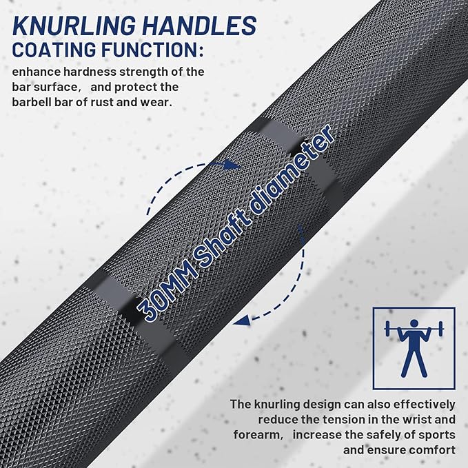 7ft Olympic Barbell 40LB Bar Load 700lbs Capacity Available Men's Barbell with Hard Chrome Sleeves for 2" Olympic Plates, 2 Inch Barbell Bar for Squats, Deadlifts, Presses, Rows and Curls