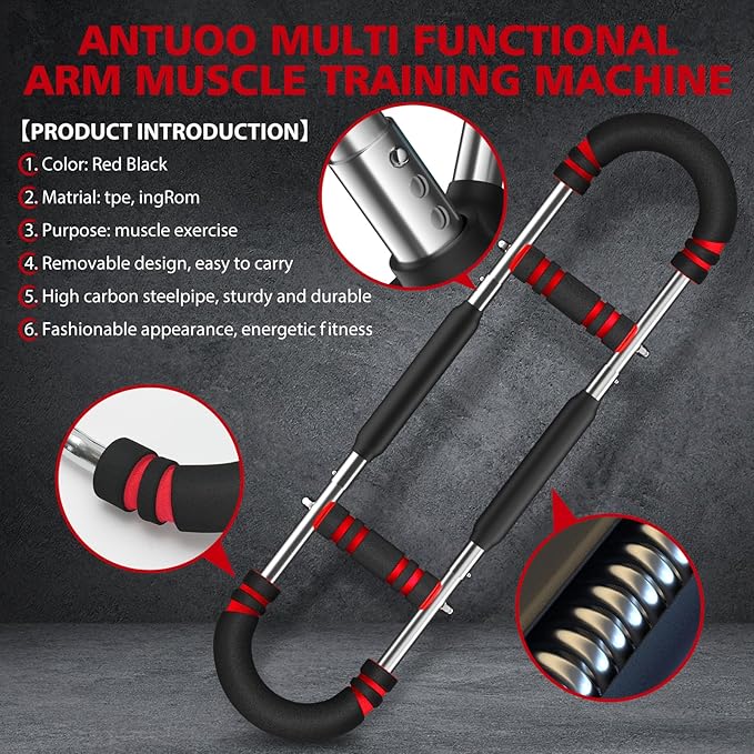 Twister Arm Trainer, 30-100lb Adjustable Chest Workout Bar, Power Twister Arm Trainer for Men, Chest Workout Equipment, Forearm Strengthener Arm Trainer