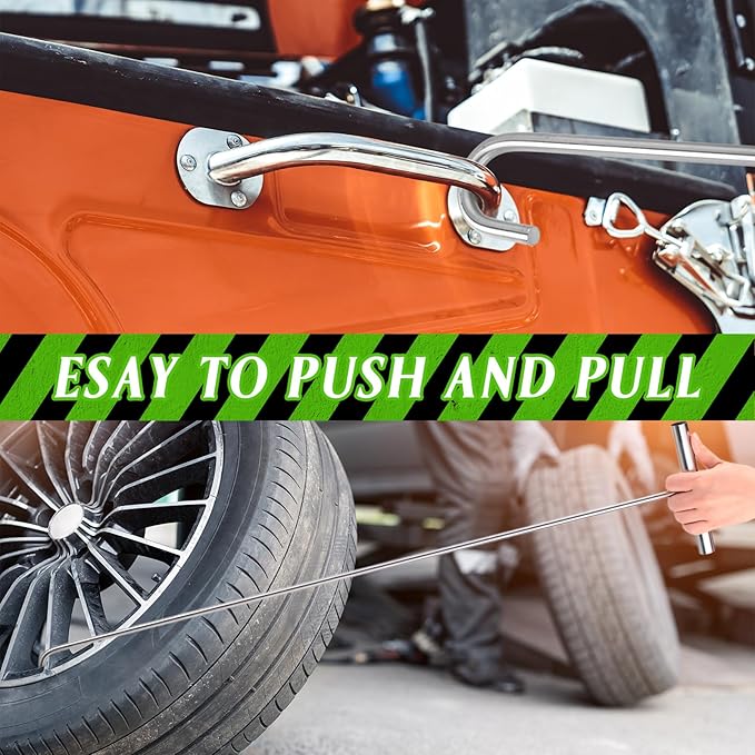 Zonon 2 Pack 31" 5th Wheel Pin Puller Solid Steel Chrome Plated Fifth Wheel Pin Puller Heavy Duty Portable Type Lifting Hooks for Pulling Storm Drain Manhole Covers, J Hook