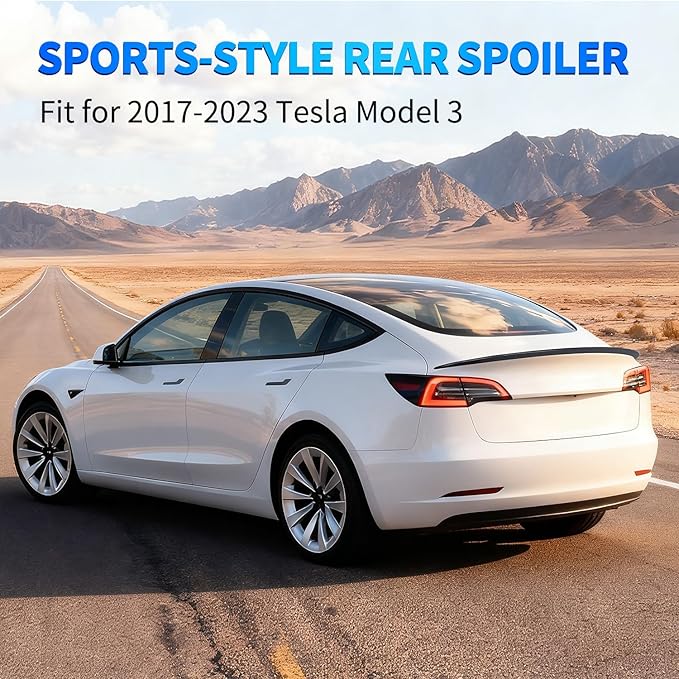 Nilight Spoiler Fit for Tesla Model 3 2017-2023 Spoilers for Cars Rear Spoiler Wing Sporty Appearance Rear Trunk Lip Exterior Accessories No-Drill Installation ABS Carbon Fiber Pattern, Matte Black