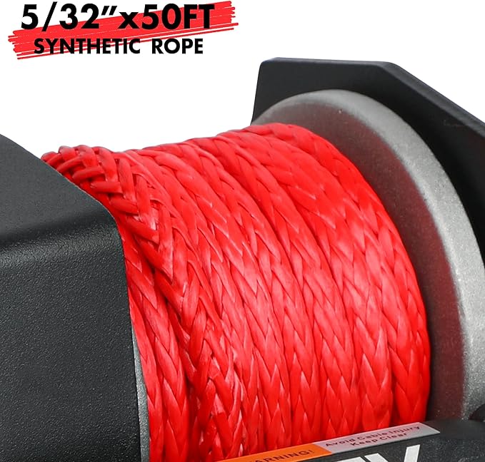 2500lbs Electric Winch 12V Synthetic Rope Nylon Towing Winches for ATV UTV Boat Trailer