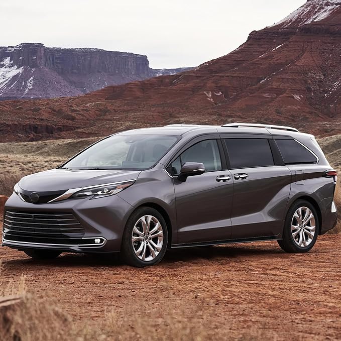 ACLONG Black Rain Guards Fit for Toyota Sienna 2021 2022 2023 Tape-On Side Shatterproof Window Visor Window Deflectors, Rain Visors, 8-Piece Set