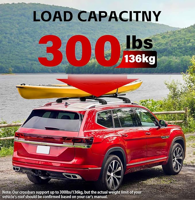 Roof Rack Cross Bars Compatible with Subaru Ascent 2019-2026 & Volkswagen VW Atlas 2017-2026, 300lbs Capacity Aluminum Anti-Rust Crossbars for Roof Cargo Luggage Carrier