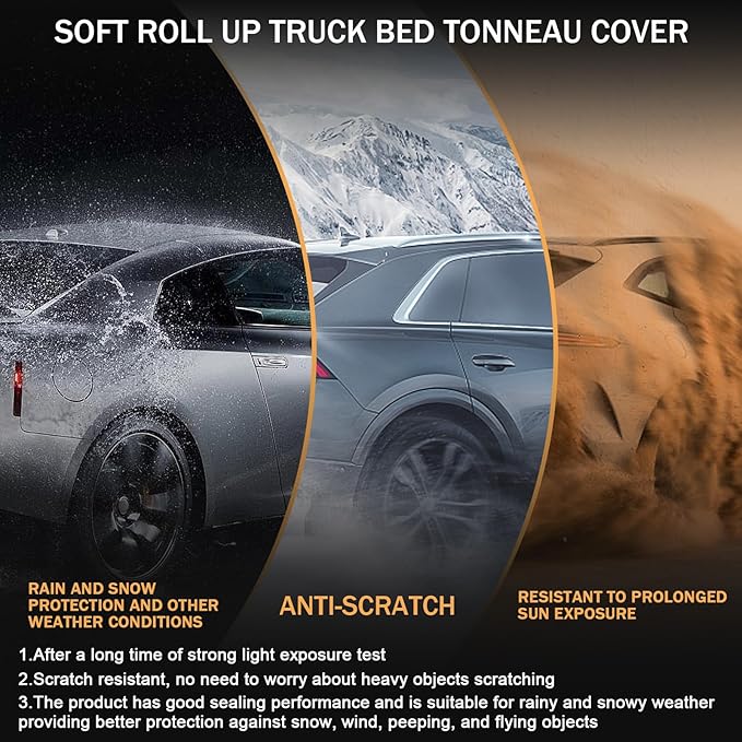Soft Roll-Up Truck Bed Tonneau Cover Compatible with 2022-2023 Toyota Tundra 5.5FT Bed