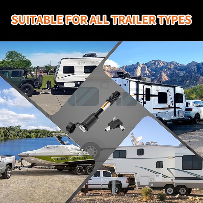 METOWARE Trailer Hitch Lock Hitch Receiver Pin Lock Fits Class III IV V and 2”- 3-1/2" Receiver with 5/8" Dia 4” Lock Pin and 8 Anti-Rattle Rubber O-Rings Receiver Hitch Lock (1 Pack)