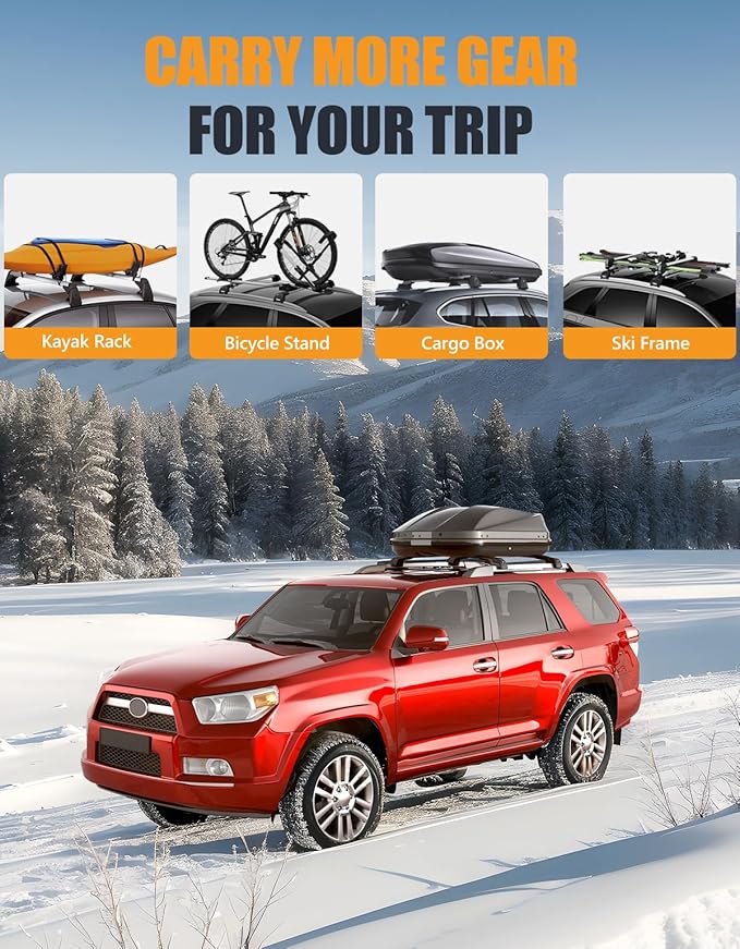 KINGGERI 300lbs Roof Rack Cross Bars Compatible with Toyota 4runner 2010-2024 with Raised Side Rails, Lockable Heavy Duty Aluminum Roof Rails Crossbars Luggage Accessories