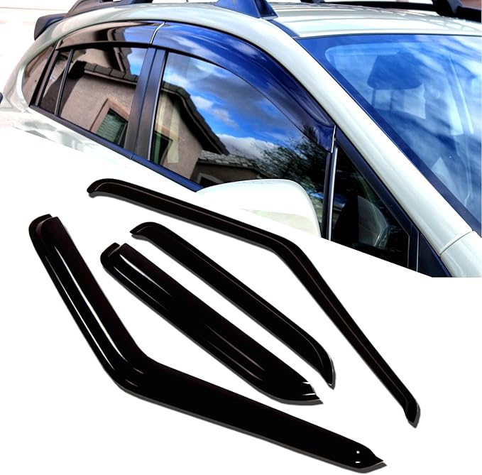 TuningPros WD-353 Tinted Smoke Out-Channel Window Visor Deflector Rain Guard 4-pc Set